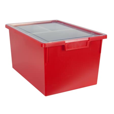 Bin, Tray, Tote, Red, High Impact Polystyrene, 12.25 In W, 9 In H